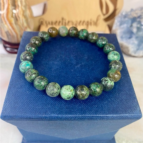 Jewelry - African Turquoise Jasper Round Bead Stretch Bracelet